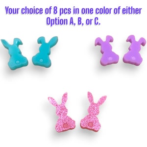 Cotton Tail Easter Bunny (A1:16 17 18)  acrylic laser cut cabochon (You Pick Color and Option) 8 pcs / Lot See Description