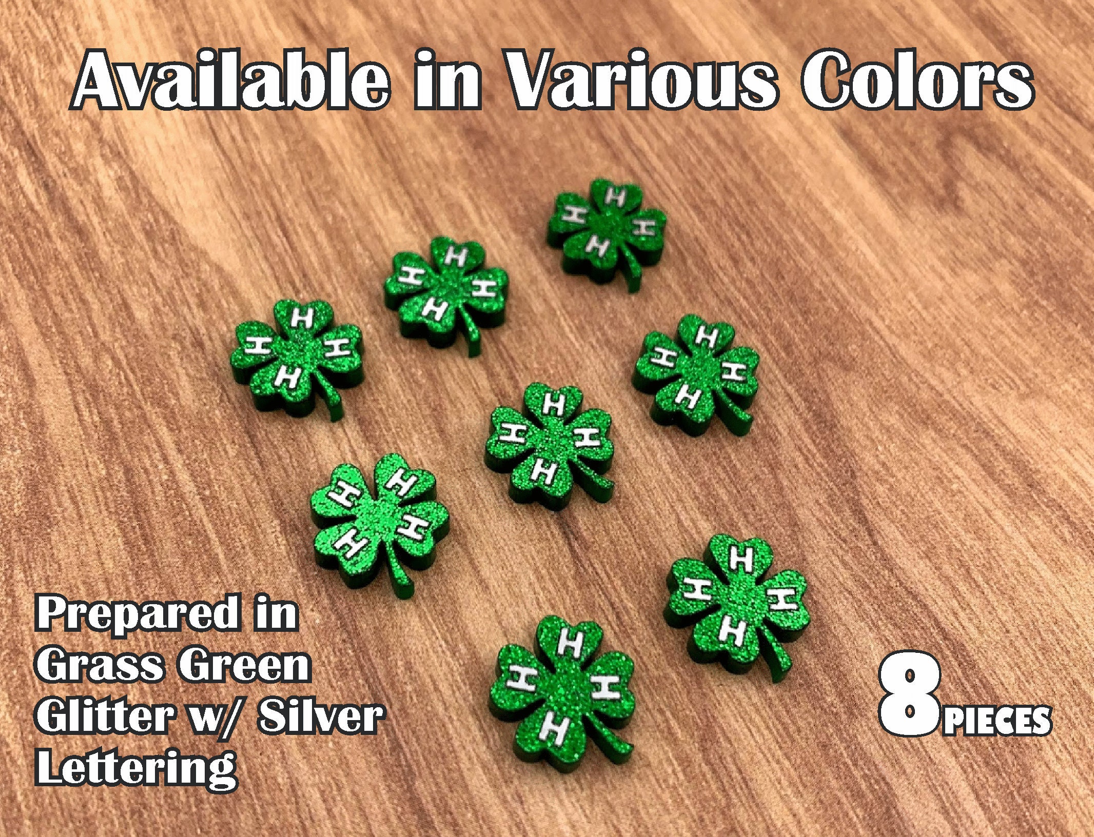 Detailed 4-H Clovers acrylic laser cut cabochon ( You Pick Clover Col…