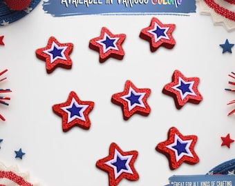 3-toned American Flag Stars (A1:42) acrylic laser cut cabochon (3 NEW Options!) 8 pcs/Option