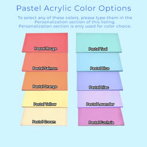 pastel acrylic color options on a blue background