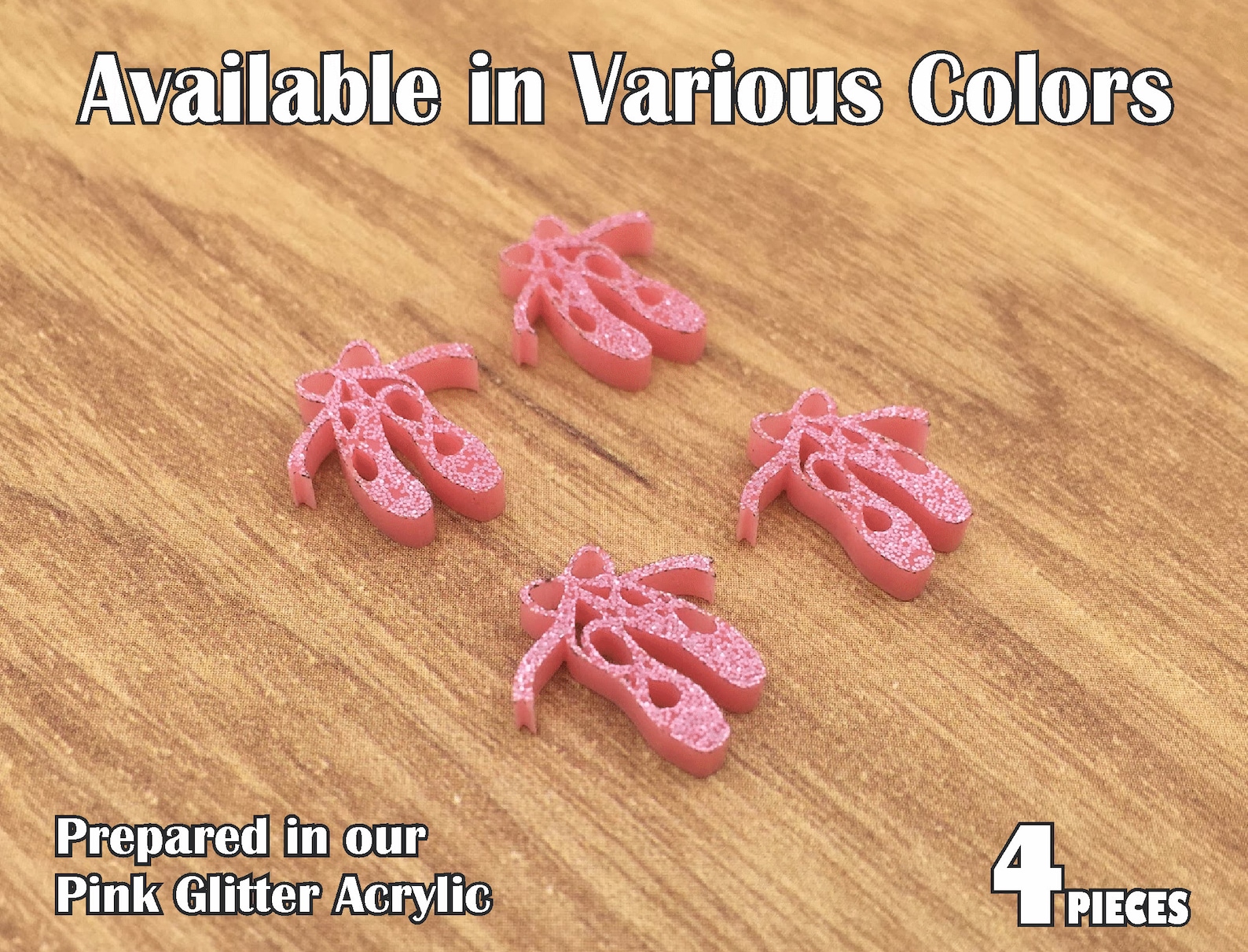laced ballet shoes laser cut acrylic cabochons (you pick color) sold as 4 piece lots
