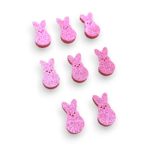 Fluffy Bunnies acrylic laser cut cabochon (Shown in Pink Glitter)(You Pick Color) 8 pcs Please see description for Details