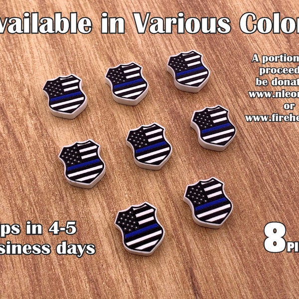 Fallen Officer/Firefighter/Military/Security Badge (A1:51) (Printed Design) acrylic laser cut cabochon 8 pcs (*Ships in 3-5 business days*)