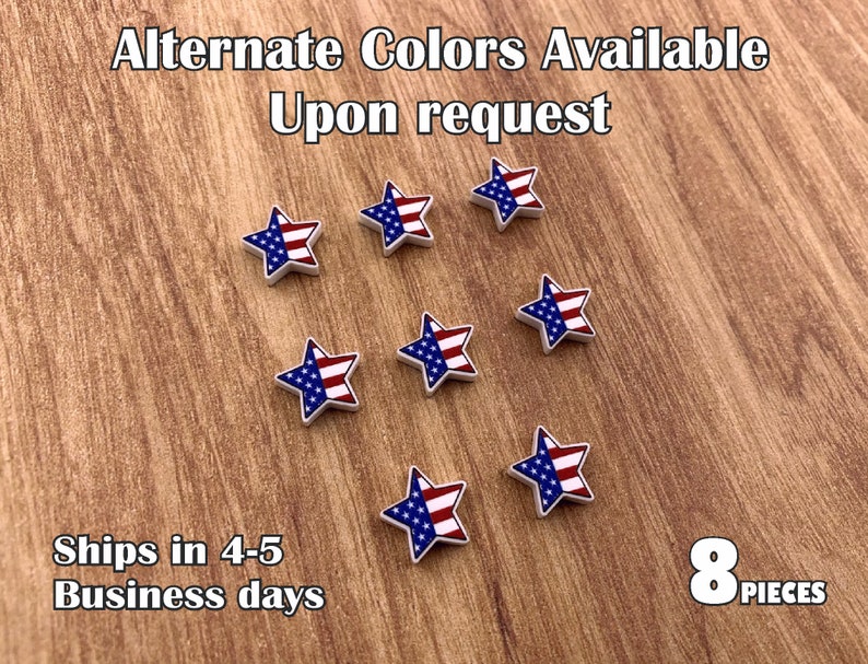 acrylic laser cut cabochon 8 pcs Lot *Ships in 3-5 business days* American Flag Stars Printed Design