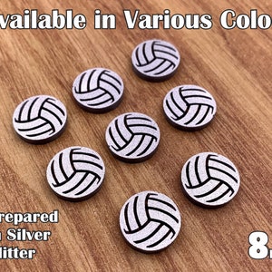 May include: Eight silver glitter volleyball game pieces. Available in various colours. Prepared in silver glitter.