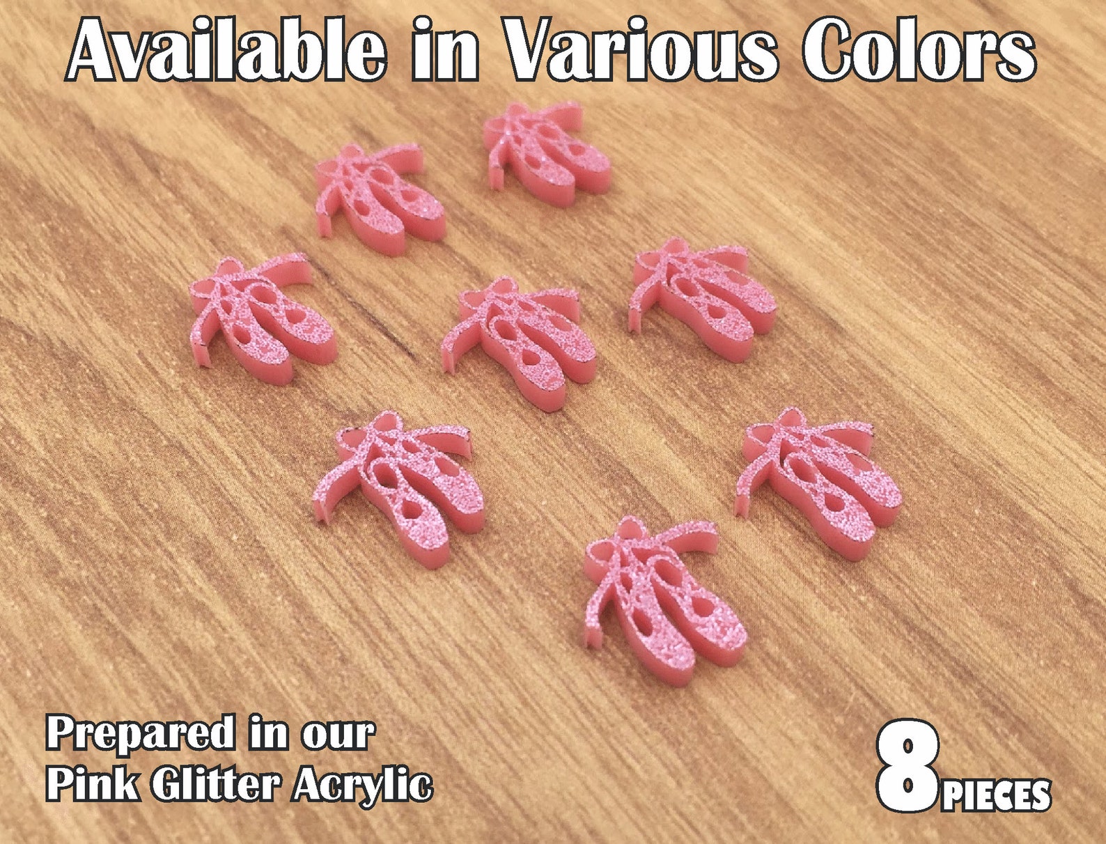 laced ballet shoes laser cut acrylic cabochons (you pick color) sold as 8 piece lots
