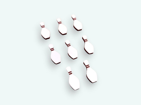 Bowling Pins acrylic laser cut cabochon: 8 pcs Lot (Shown in TwoToned White/Red Acrylic) *1/16" Thick* Please see Description for Details