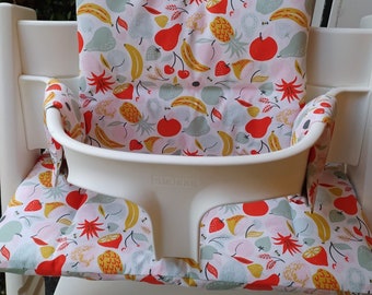 Hochstuhl Kissen Sitzkissen Set kompatibel mit Tripp Trapp von Stokke - Obst beschichtet weiß abwaschbar