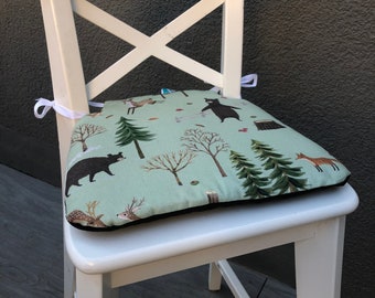 Seat cushion padding for Ikea Ingolf adults & Ikea Ingolf children's chair forest animals high chair