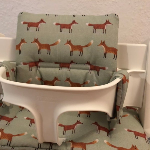 Hochstuhl Kissen Sitzkissen Set kompatibel mit Tripp Trapp von Stokke - Füchse mint