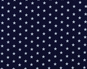 Fabric cotton woven fabric Stars Stars dark blue white