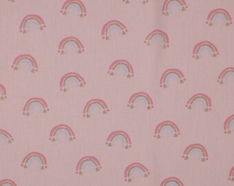 Fabric Cotton Poplin Glitter Glitter Rainbow Rainbow Light Rose Pink