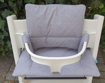 Hochstuhl Kissen Sitzkissen Set kompatibel mit Tripp Trapp von Stokke - abwaschbar beschichtet  Uni grau und Mint