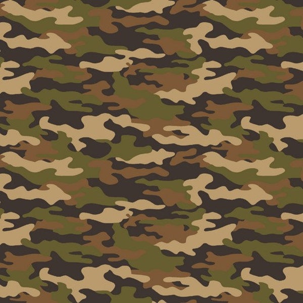 Stoff Baumwolle Popelin Camouflage Flecktarn Militär grün -007