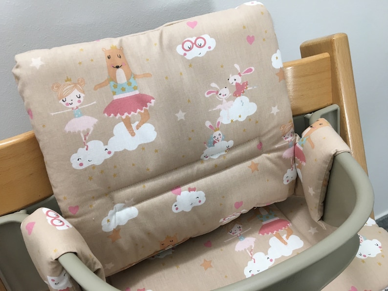 Hochstuhl Kissen Sitzkissen Set kompatibel mit Tripp Trapp von Stokke Balletttänzer beige Bild 3