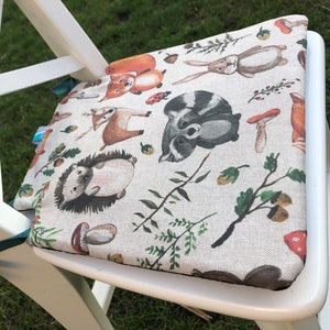 Seat cushion for Ikea Ingolf children's chair high chair forest animals or desired design coated washable image 2