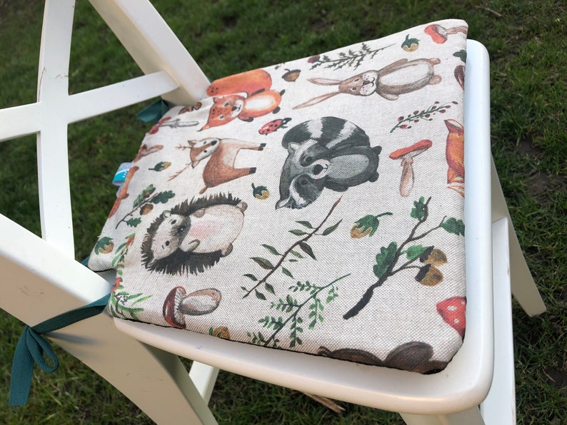 Seat cushion for Ikea Ingolf children's chair high chair forest animals or desired design coated washable image 2