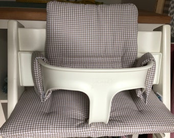 Hochstuhl Kissen Sitzkissen Set kompatibel mit Tripp Trapp von Stokke - Kariert beige