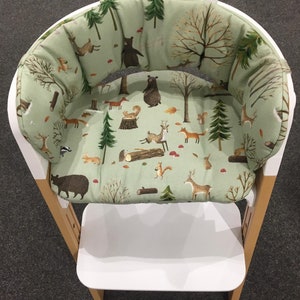 High chair cushion seat cushion set compatible with Stokke Steps by Stokke forest animals or in the desired design also coated washable image 2