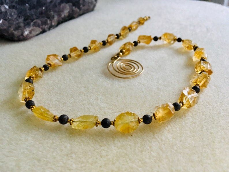 Citrine raw stone necklace as a gift at a special price on sale image 1