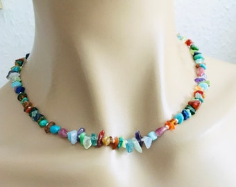 Colorful raw stone chain at a special price on sale