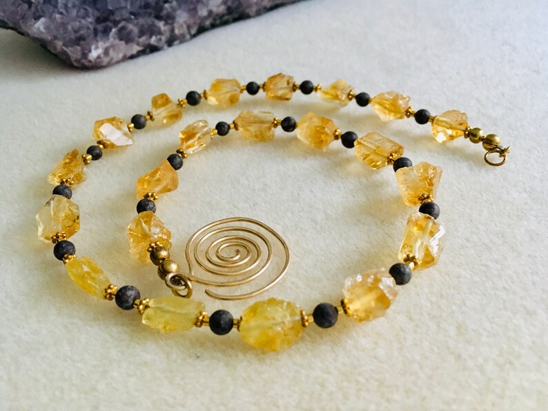 Citrine raw stone necklace as a gift at a special price on sale image 3