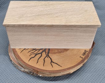 Oak Wood Box with Quartersawn Lid, blank DIY craft, item 1092