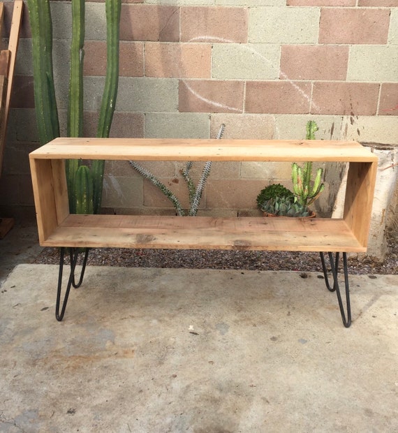 Reclaimed Wood Media Console Tv Stand On Hairpin Legs Etsy