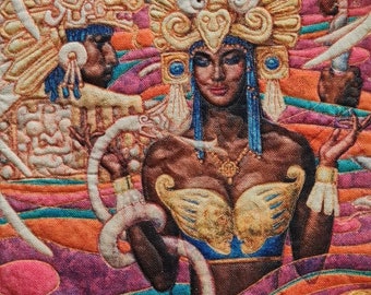 Aztec Goddess: altar cloth/ intention cloth/ textile art/ tarot cloth