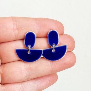 Ceramic statement earrings *MELODY* - royal blue earrings - gifts for her