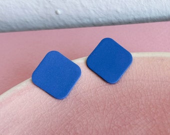 Large statement ear studs *BLUE MATT* Porcelain & surgical steel - gifts for him/her