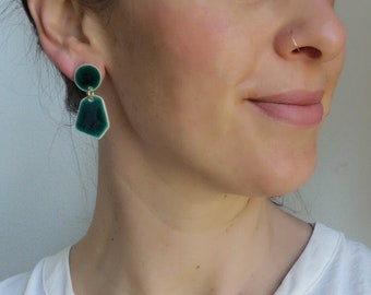 Boucles d’oreilles en céramique *LUCKY II* - Boucles d’oreilles vert émeraude - Cadeaux pour elle