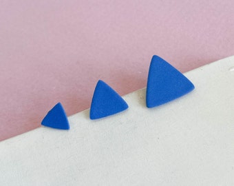 Small statement ear studs *PLECTRUM BLUE MATT* 2 sizes! Porcelain & surgical steel - gifts for him/her