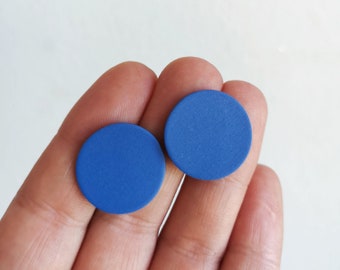 Large statement ear studs *BLUE MATT* Porcelain & surgical steel - gifts for her