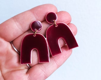 Boucles d’oreilles Ceramic Statement *RED RAINBOW* - boucles d’oreilles rouge foncé - Cadeaux pour vous