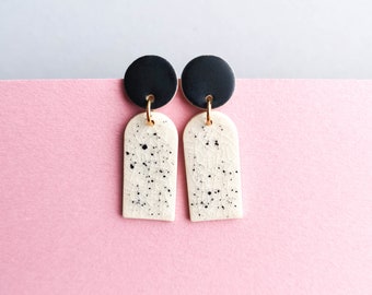 Ceramic statement earrings *MIA* - black / white earrings - gifts for her