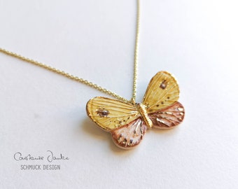 Collier en argent 925 avec pendentif papillon - Céramique avec décor en or - Cadeaux uniques pour vous