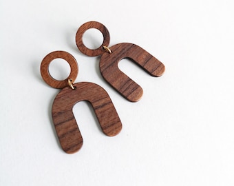 Bow Statement Earrings *BASIC* - walnut wood - gifts for her