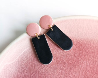 Boucles d’oreilles Ceramic Statement *EVE* - boucles d’oreilles noires / roses anciennes - Cadeaux pour vous