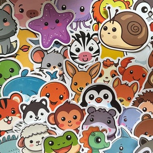 Animal Cartoon Sticker Packs - Waterproof, reusable vinyl decals for drink bottles, lap tops, party favours & more