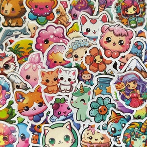 Cute Cartoon Sticker Packs - Waterproof, reusable vinyl decals for drink bottles, lap tops, party favours & more