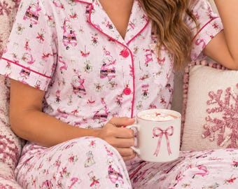 Pinkies Up, Santa Capri Pajama Set