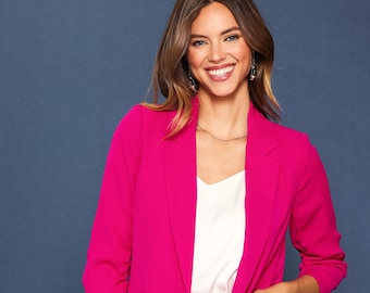 Preppy Pink Shirred Sleeve Blazer