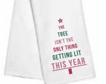 Monogram Tree Lit Tea Towel