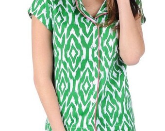 Green Ikat Ruffle Short Set