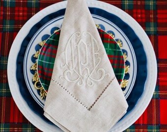 Monogram Linen Dinner Napkin S/6