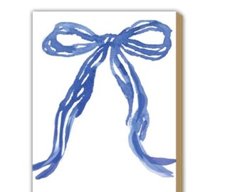 Everyday | Handpainted Blue Bow | Skinny Lux Notepad