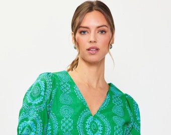 Eyelet Summer Blue Top