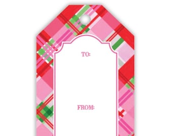 Pink Plaid Gift Tag Set | Set of 10