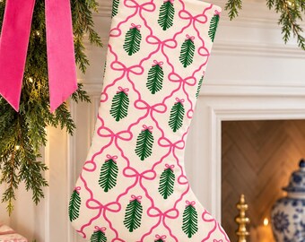 Pink Bow Christmas Stocking